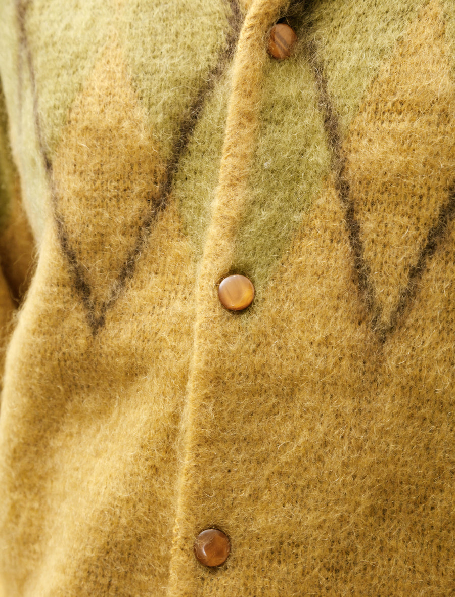 Mohair Cardigan Argyle Mustard - Image 2