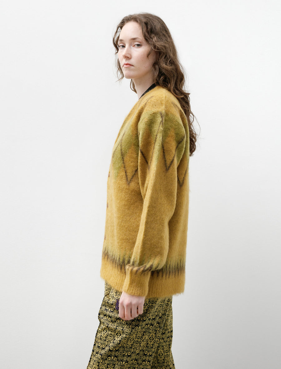 Mohair Cardigan Argyle Mustard - Image 3