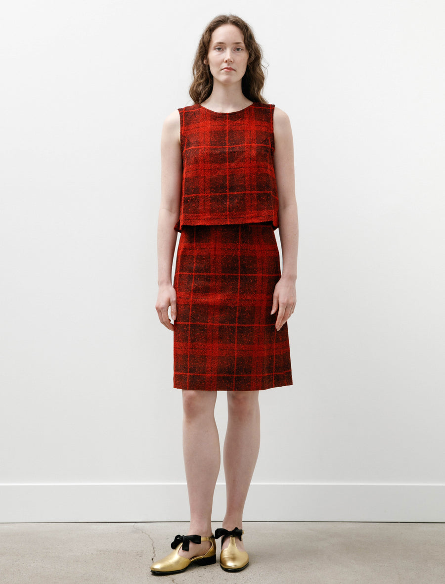 C.C. Skirt W/R Tweed Plaid Red - Image 1