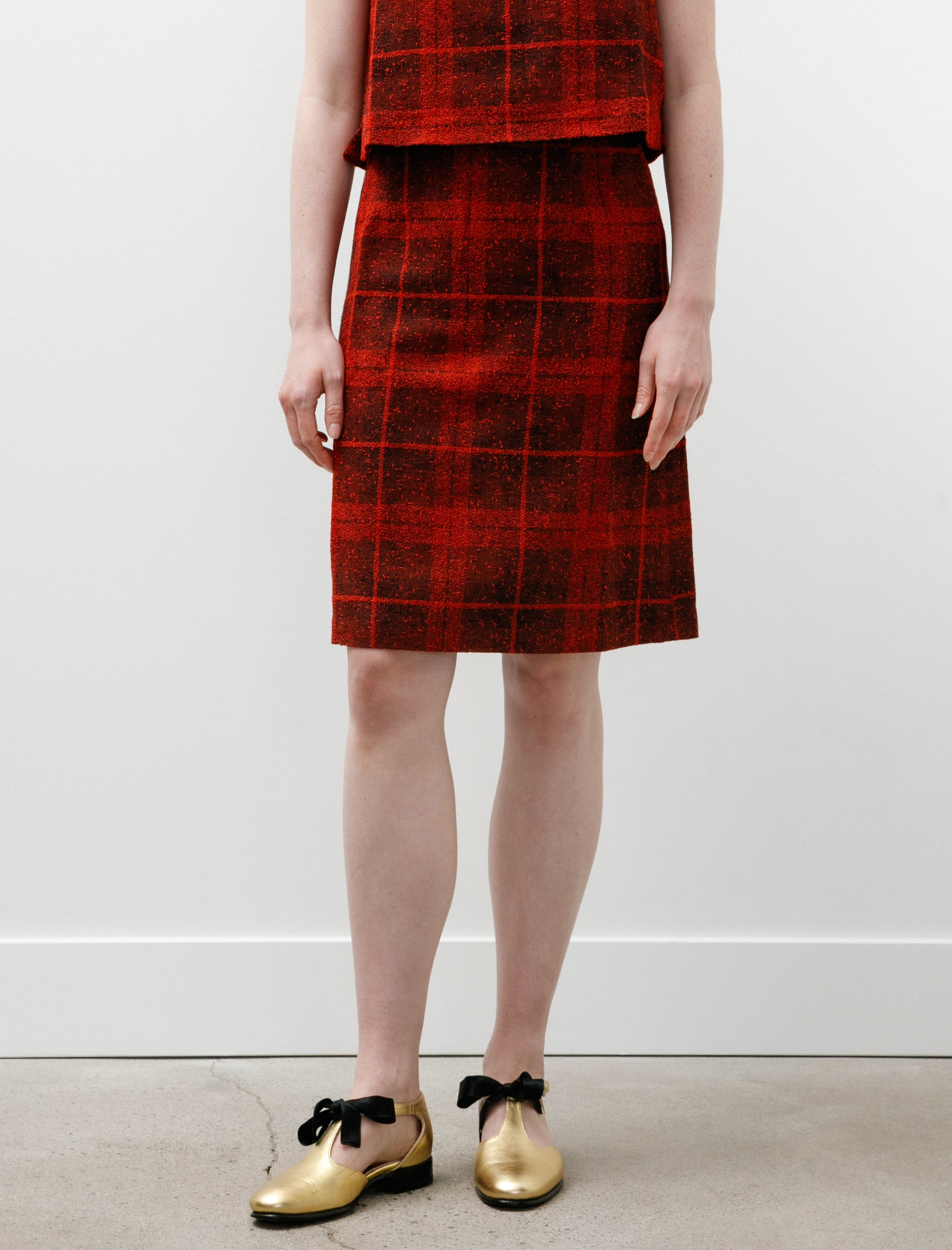 Needles C.C. Skirt W/R Tweed Plaid Red