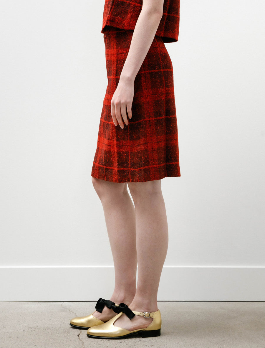 C.C. Skirt W/R Tweed Plaid Red - Image 4