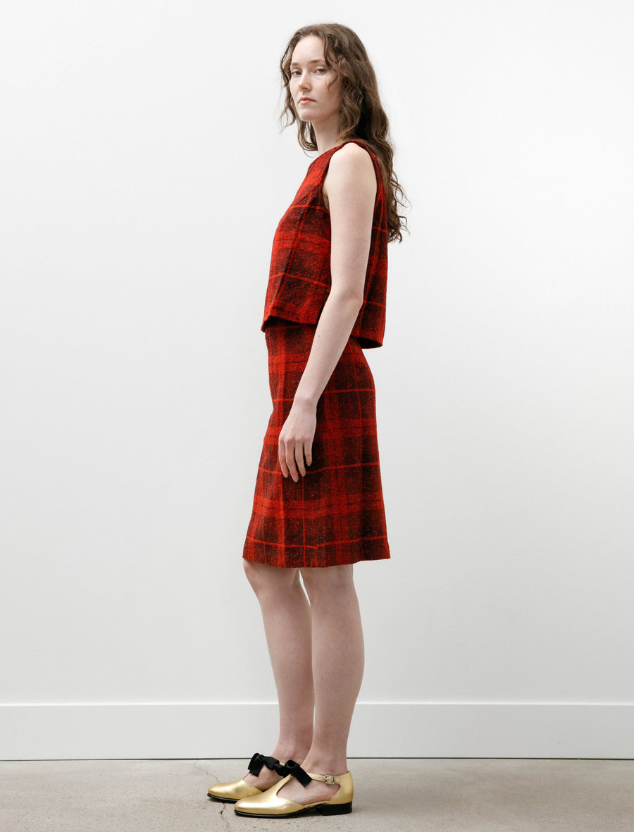 C.C. Skirt W/R Tweed Plaid Red - Image 3