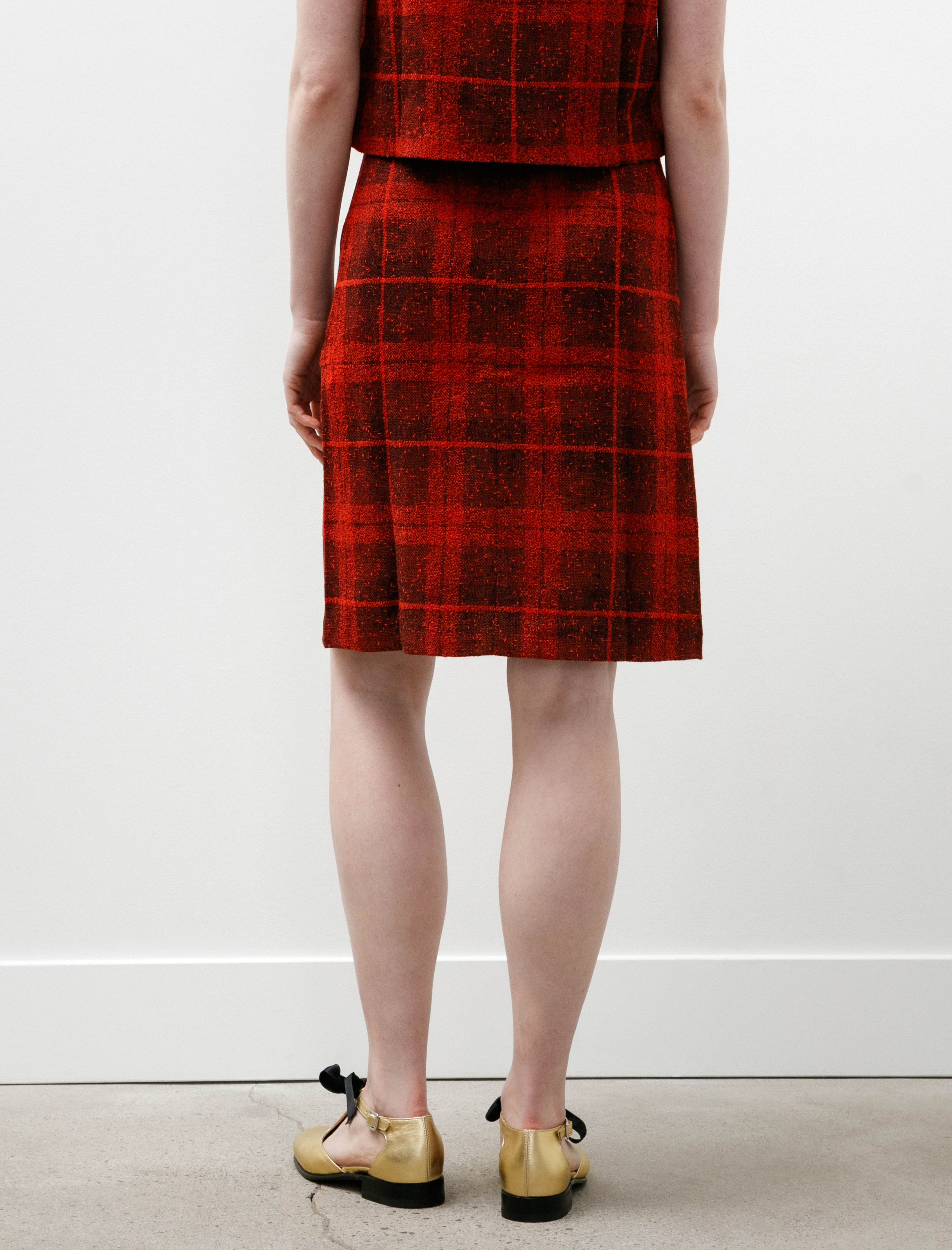 Needles C.C. Skirt W/R Tweed Plaid Red