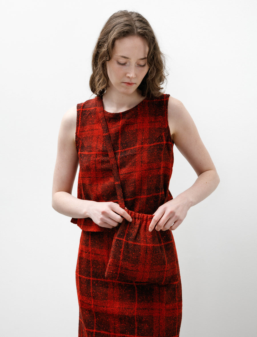 Elastic Pochette Wool Tweed Plaid Red - Image 2