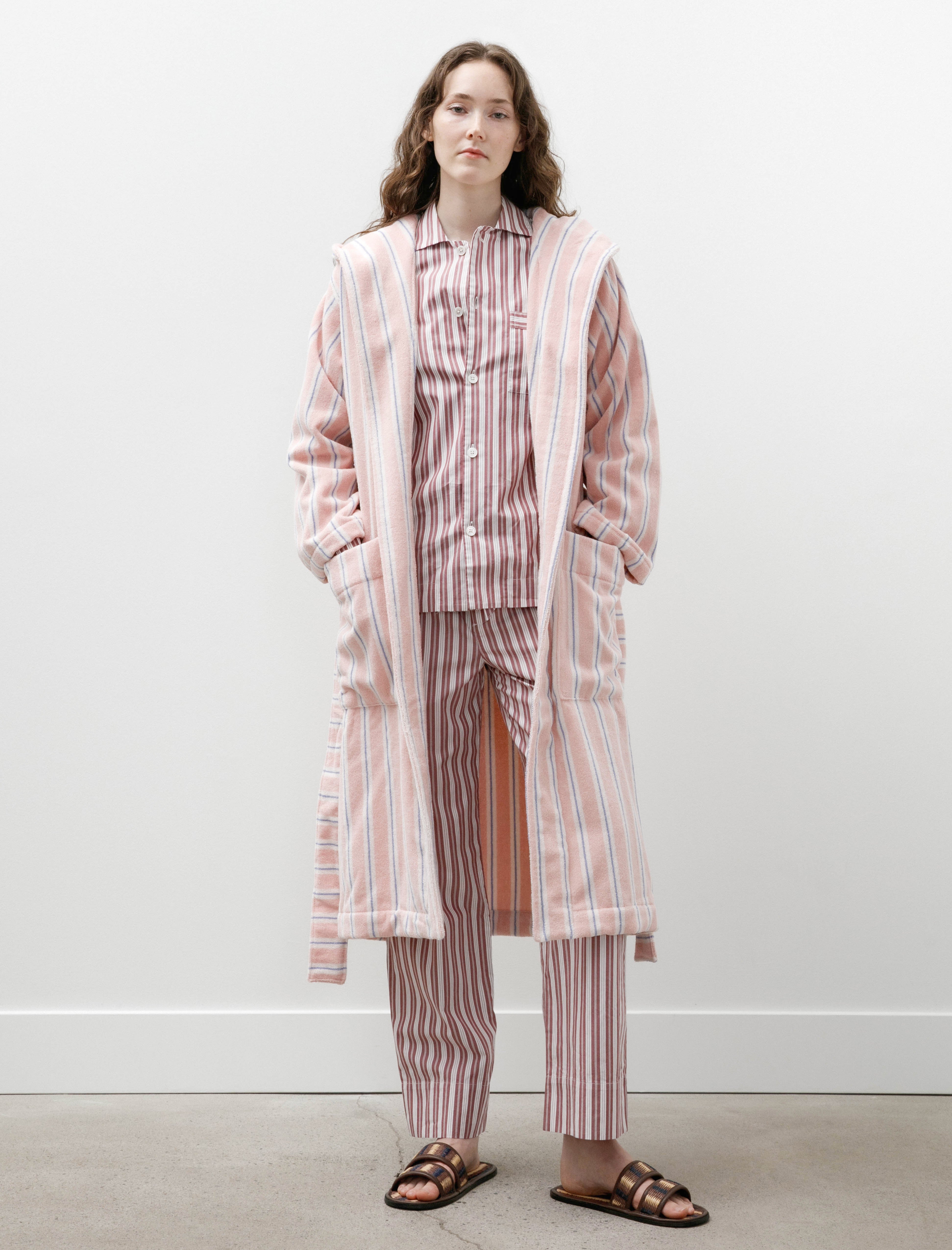 Tekla Hooded Bathrobe Candy Stripes