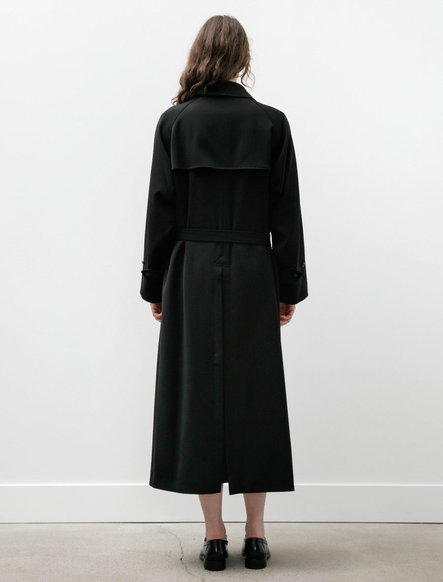 Wool Gabardine Trench Coat Black - Image 5