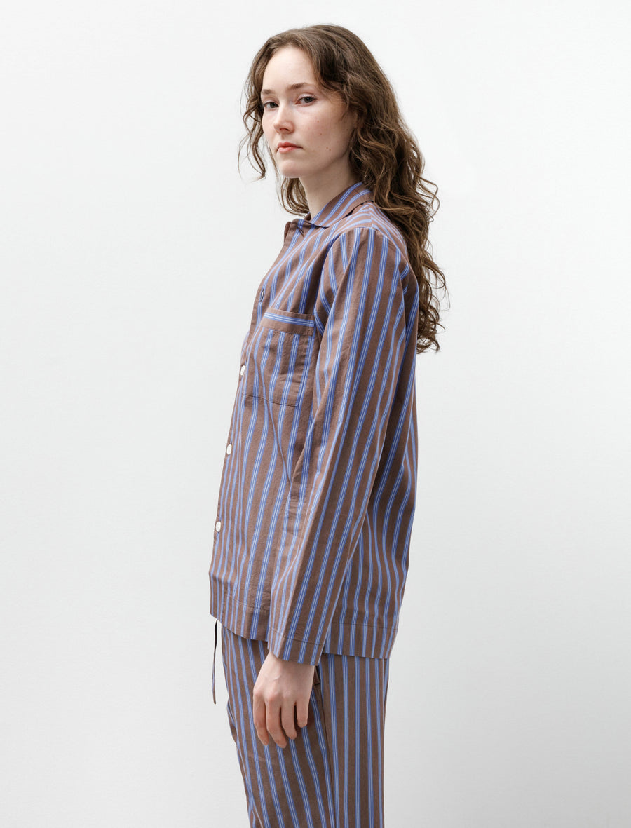 Poplin Pyjama Shirt Chestnut Stripe - Image 2