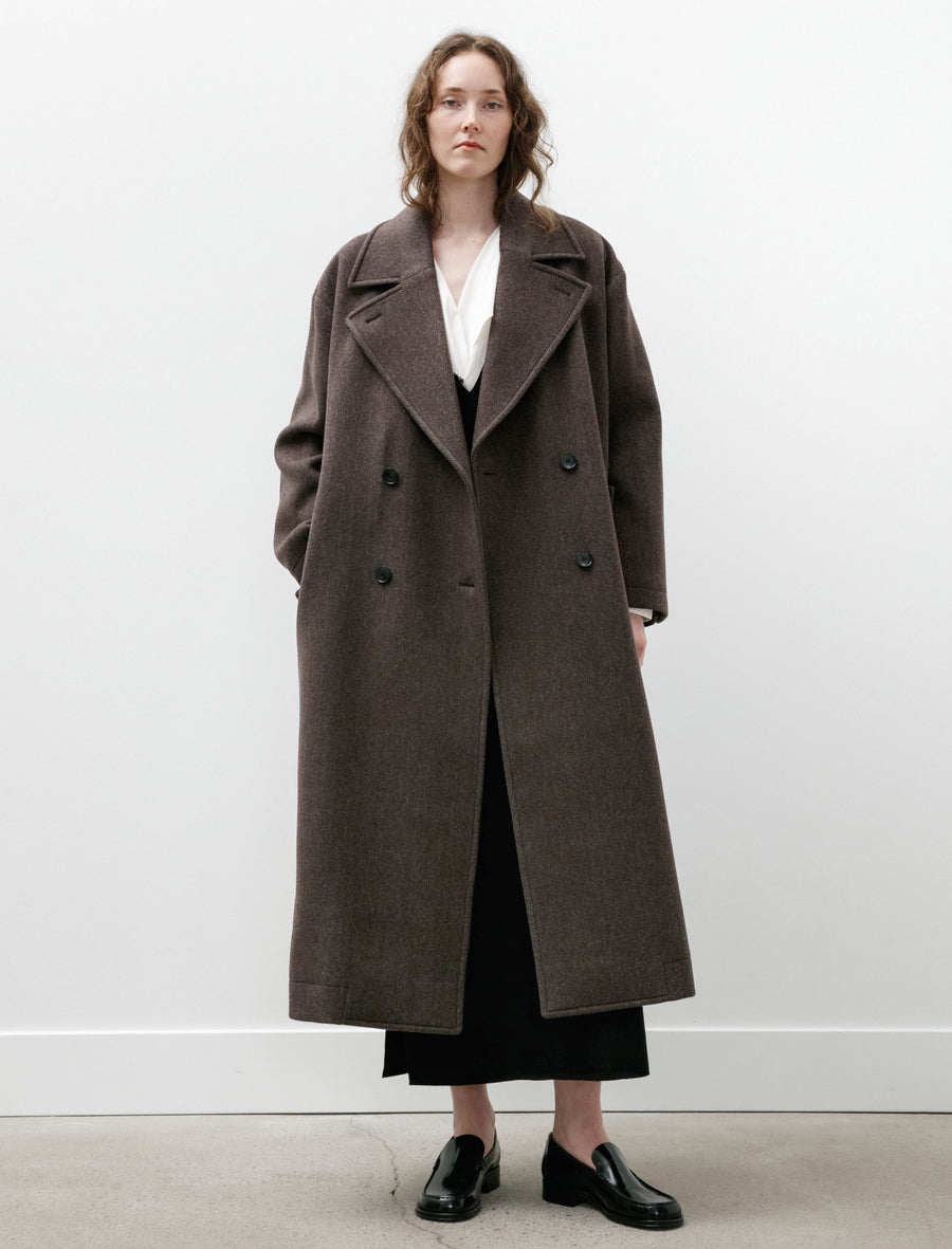 Auditor Coat Brown Herringbone Recycled Wool - Image 1