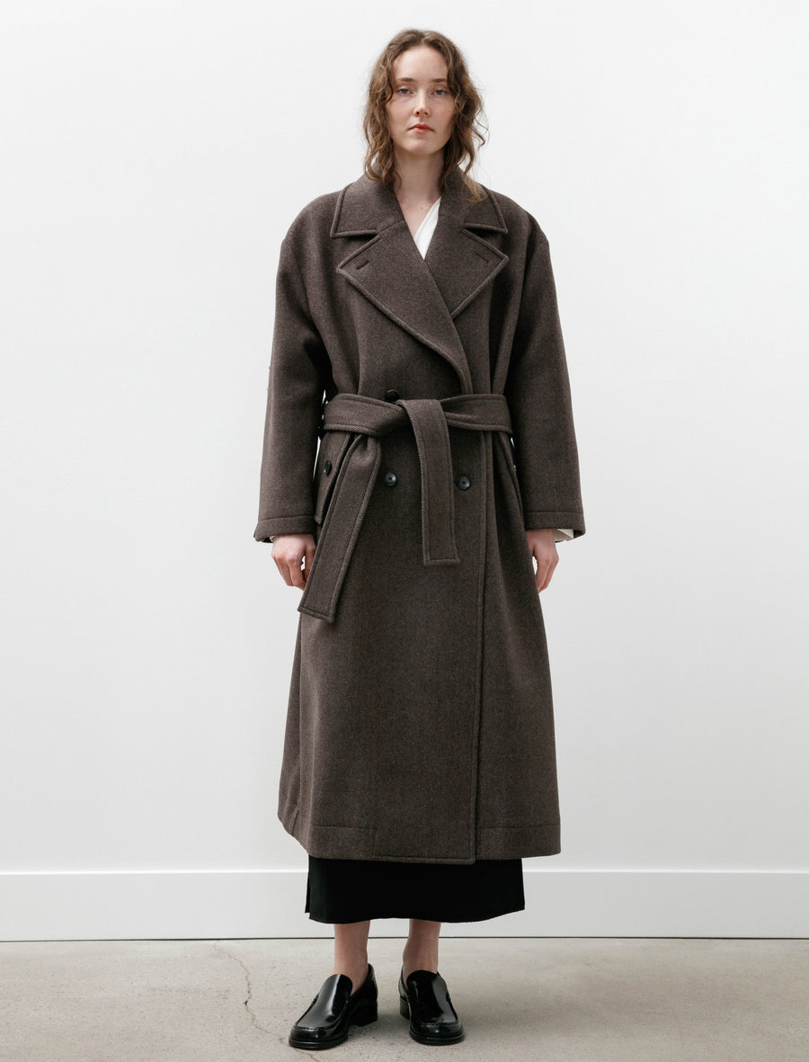 Auditor Coat Brown Herringbone Recycled Wool - Image 2