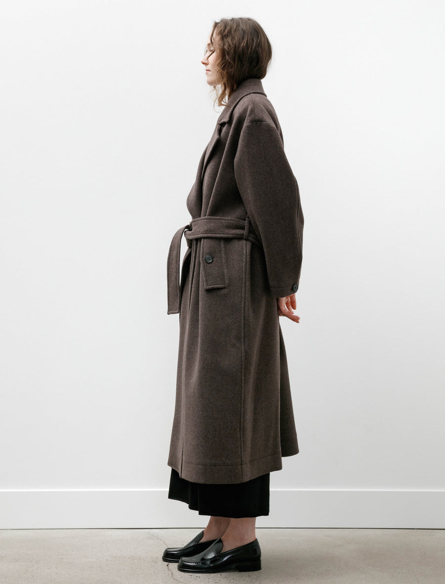 Auditor Coat Brown Herringbone Recycled Wool - Image 3