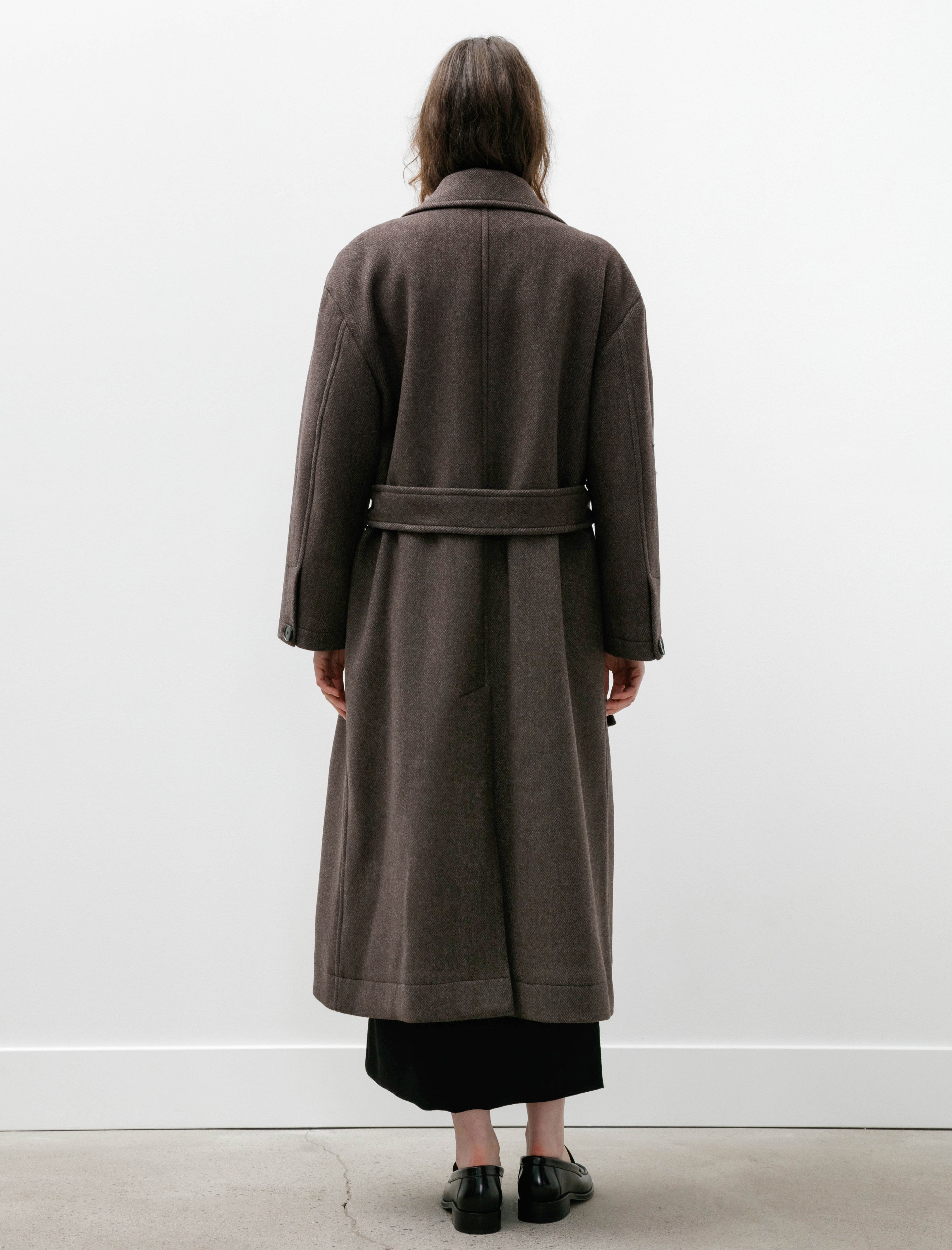 mfpen Auditor Coat Brown Herringbone Recycled Wool