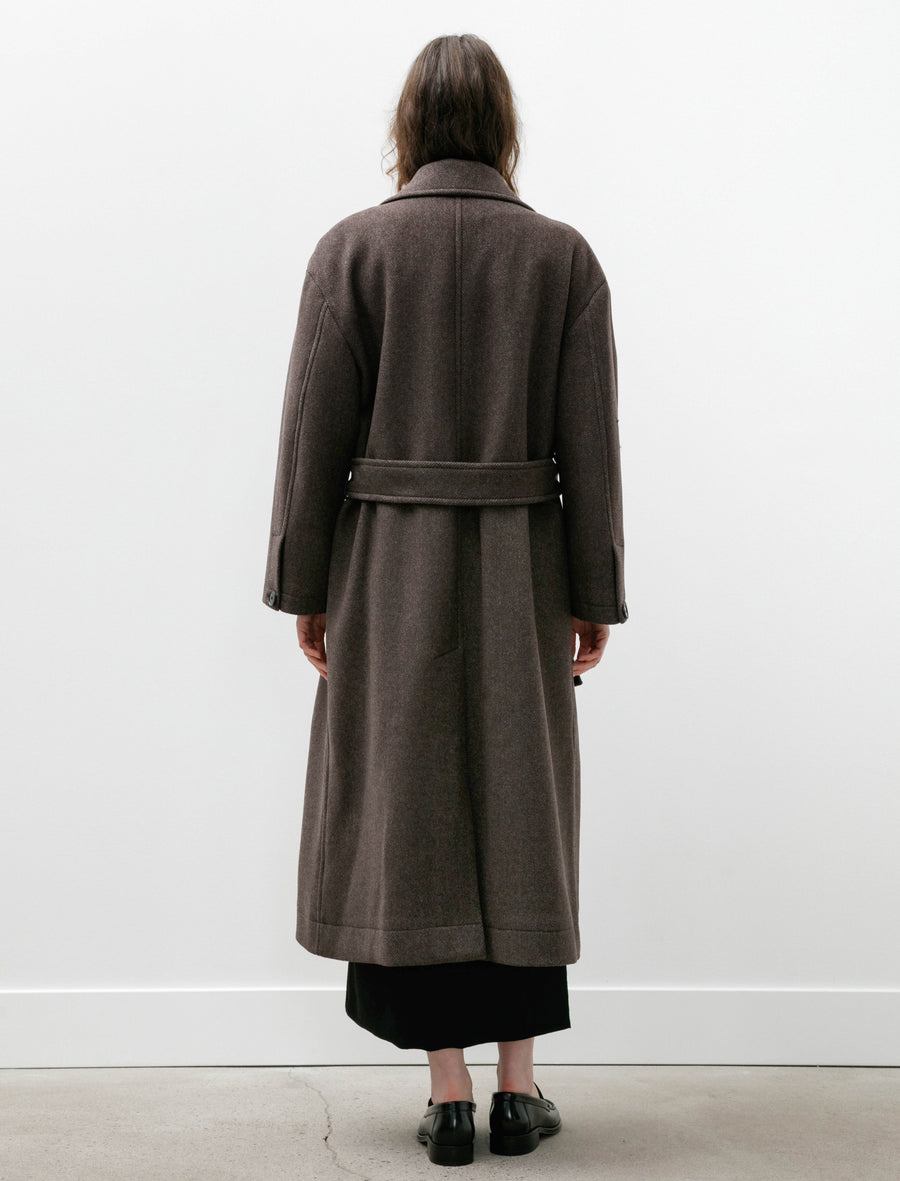 Auditor Coat Brown Herringbone Recycled Wool - Image 4