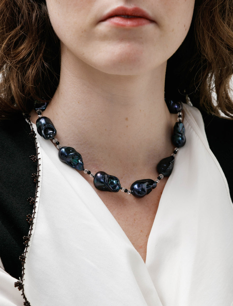 Host Necklace Baroque Pearl with Gems - Image 3