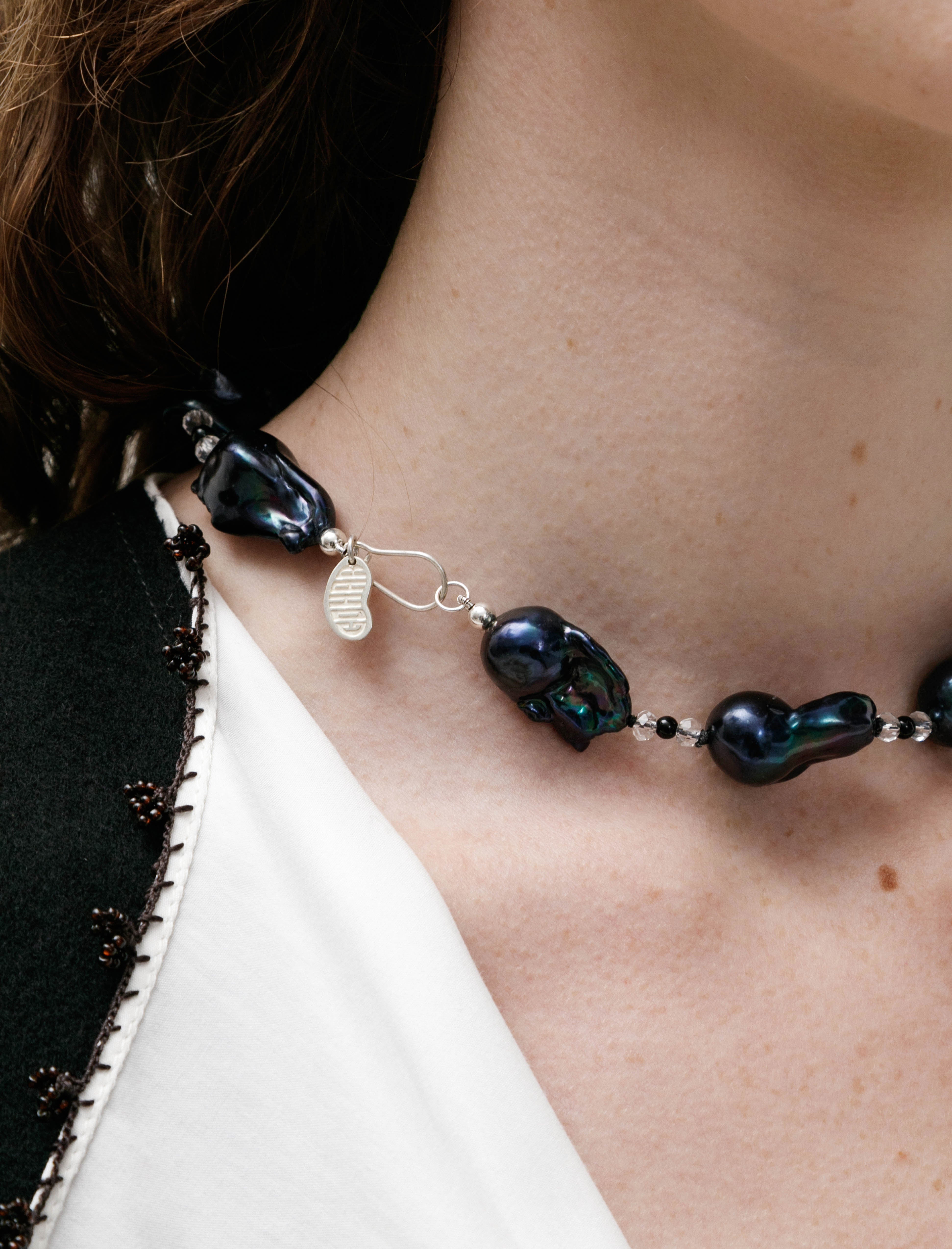 Gohar World Host Necklace Baroque Pearl with Gems