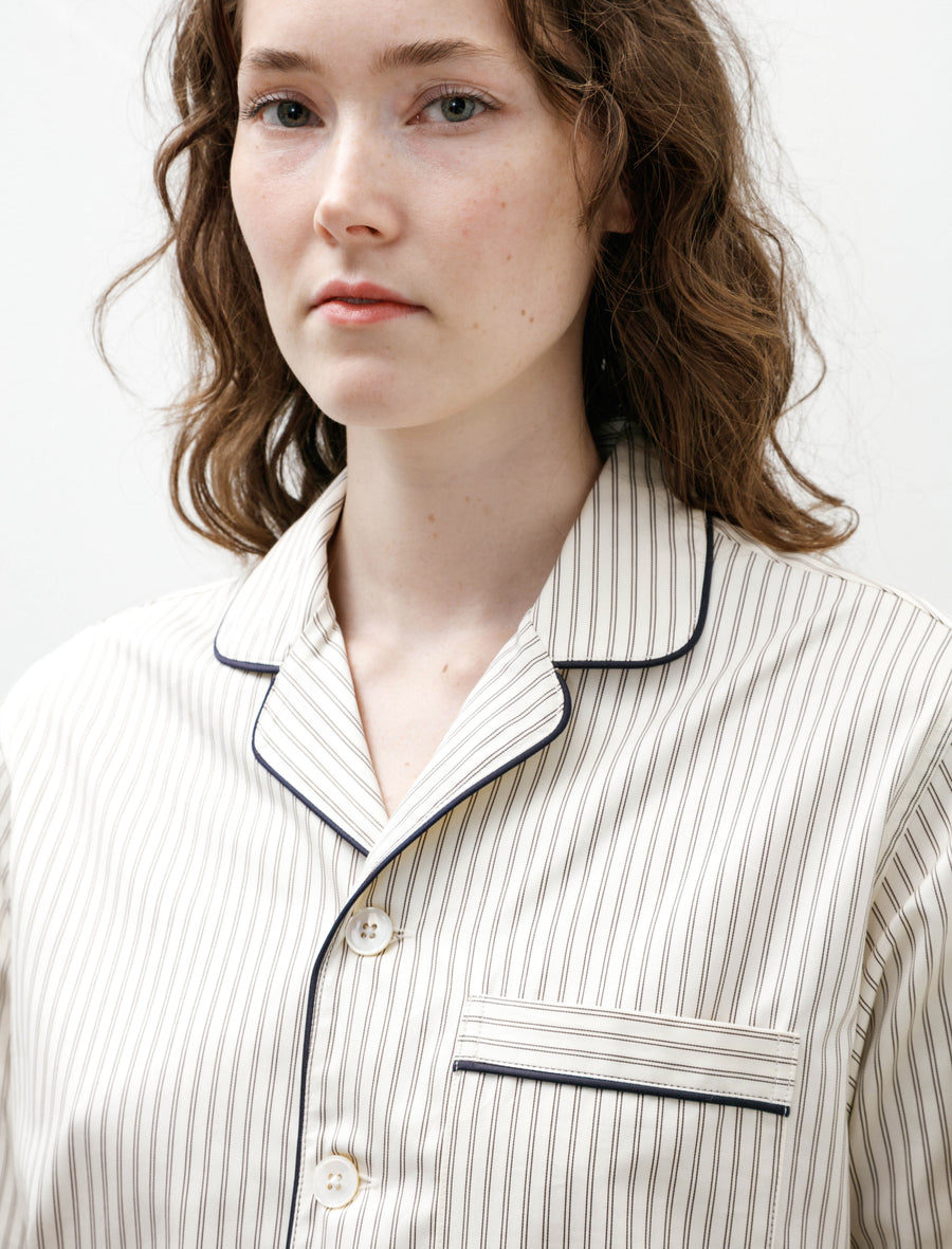 Sateen Pyjama Shirt Brown Pin Stripes - Image 2