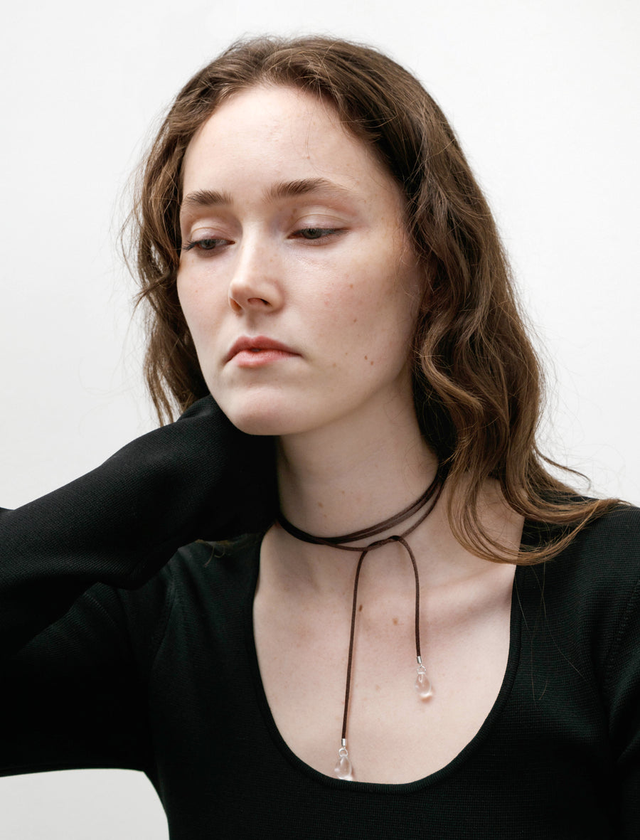 Long Tactac Necklace Brown/Clear - Image 3