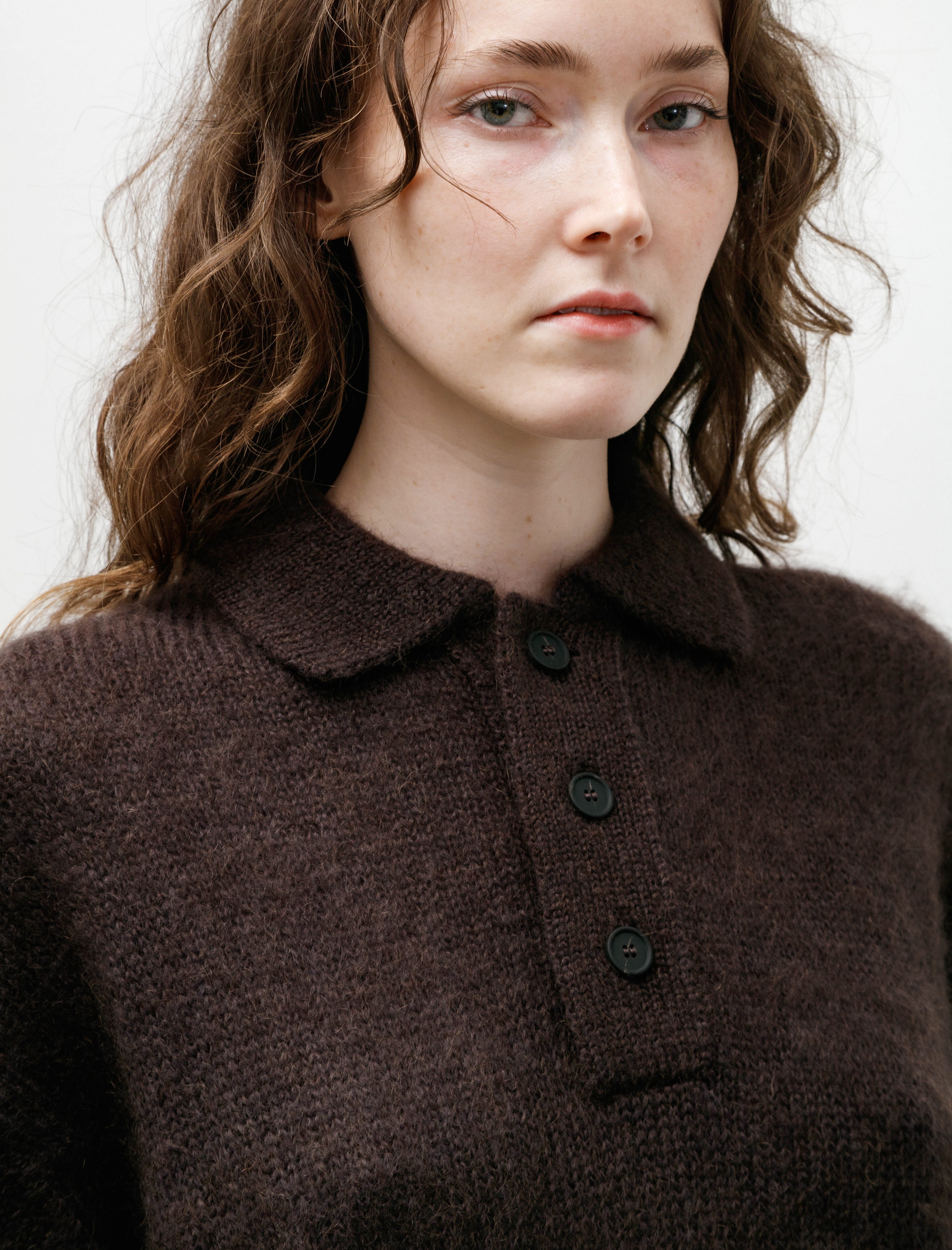 Studio Nicholson Dune Polo Brushed Mohair Espresso