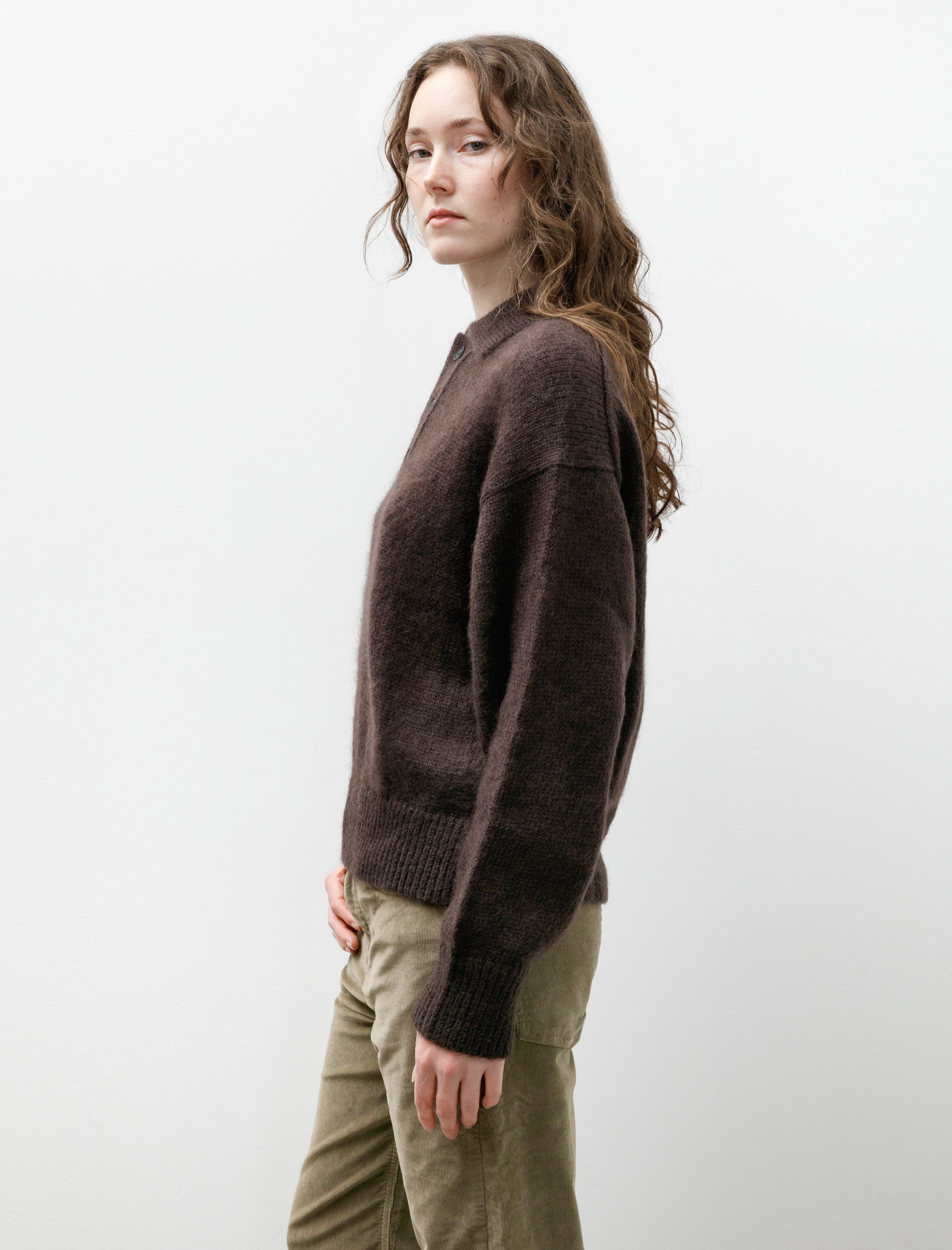 Studio Nicholson Dune Polo Brushed Mohair Espresso