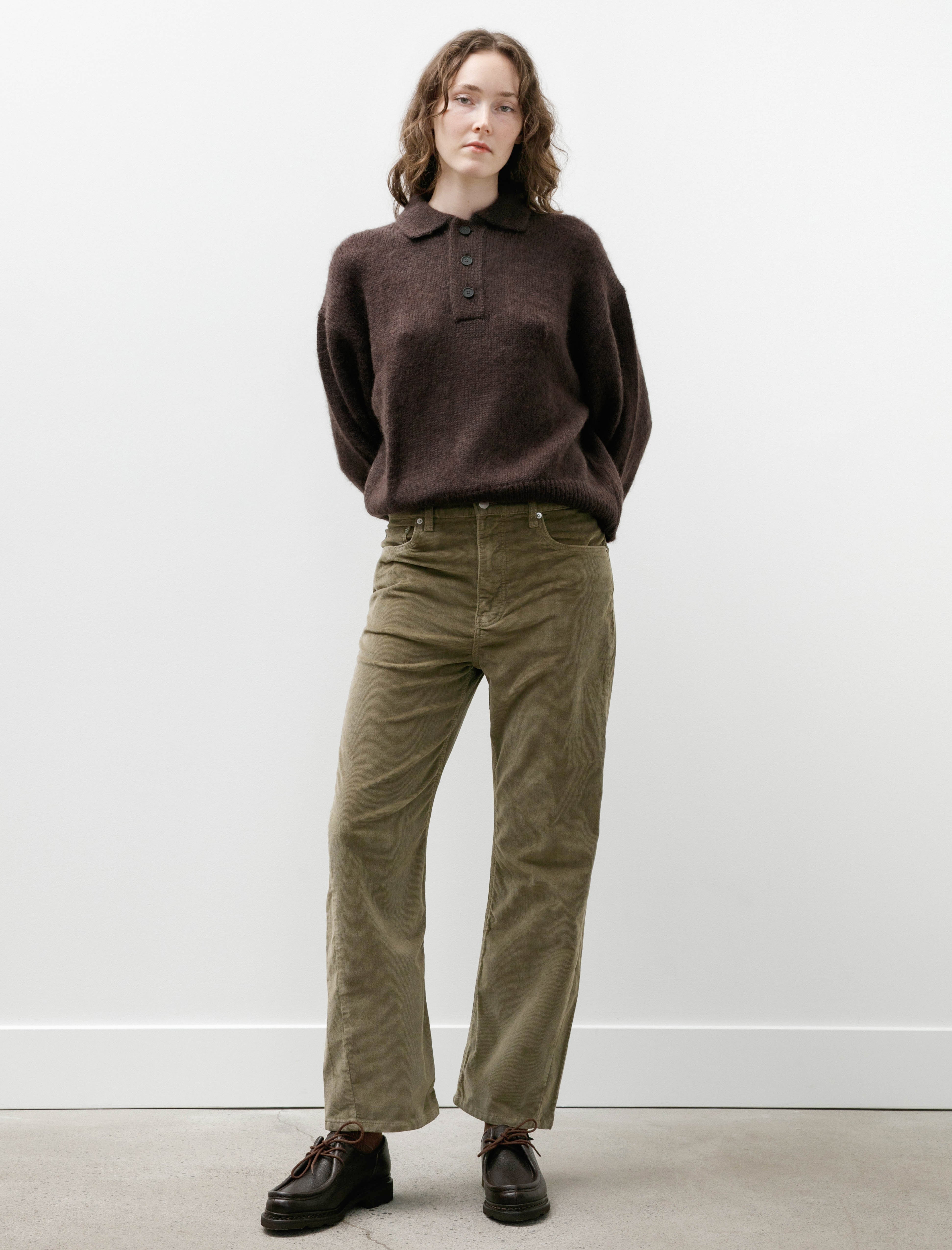 Studio Nicholson Denjo Pant Washed Corduroy Lichen