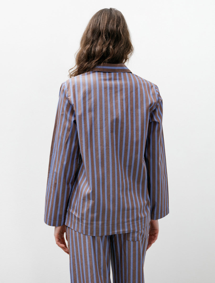 Poplin Pyjama Shirt Chestnut Stripe - Image 4