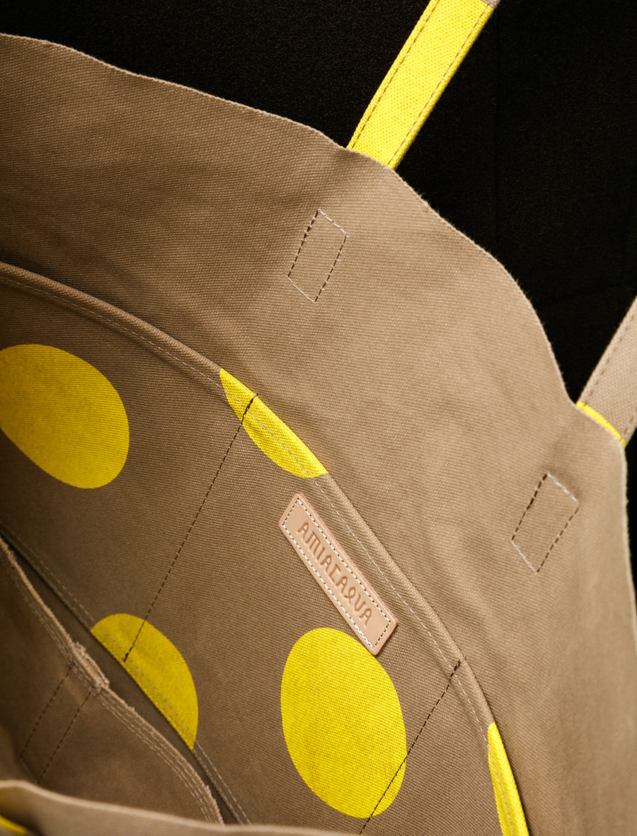 Washed Canvas Dot Tote Yellow Medium - Image 3