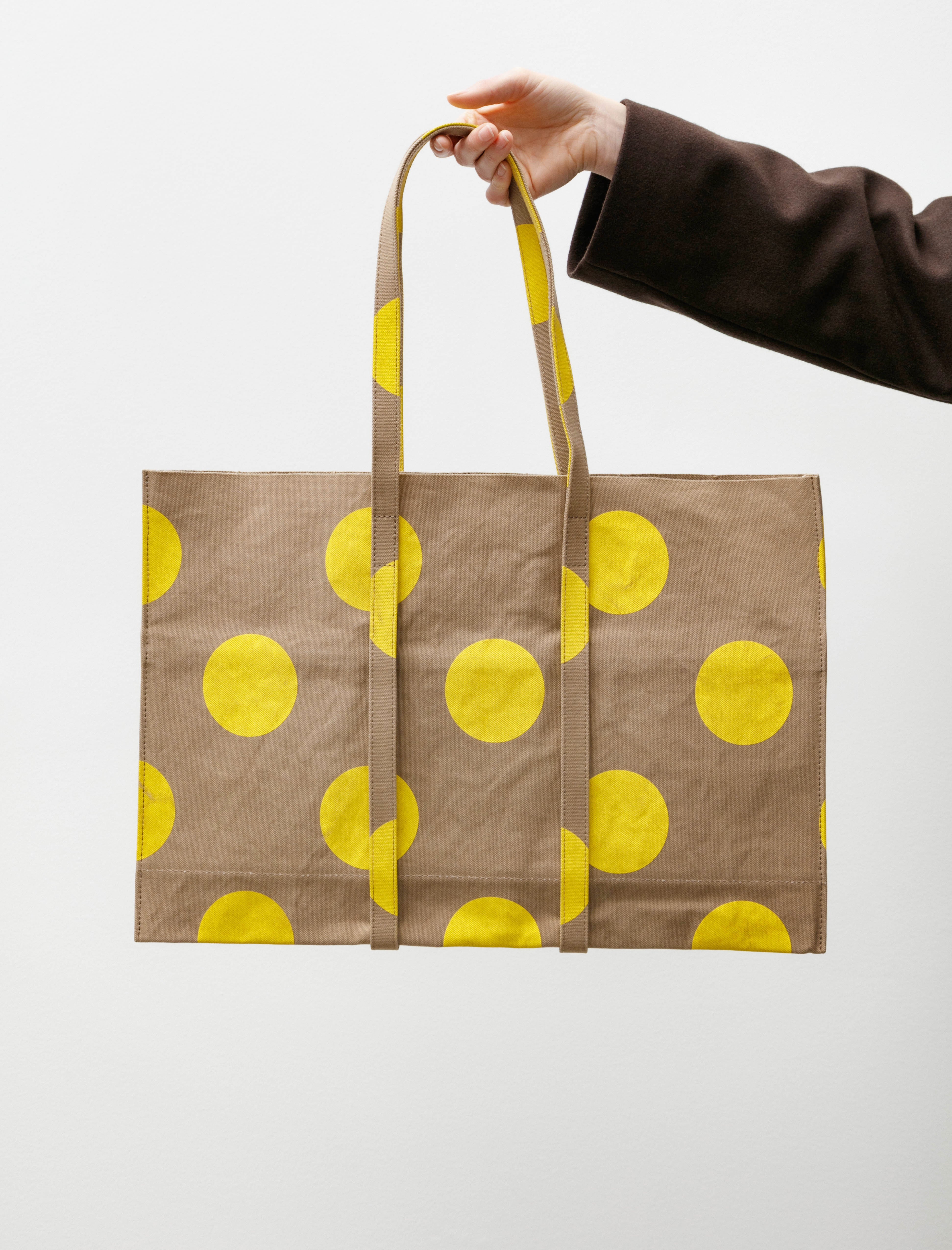 Amiacalva Washed Canvas Dot Tote Yellow Medium