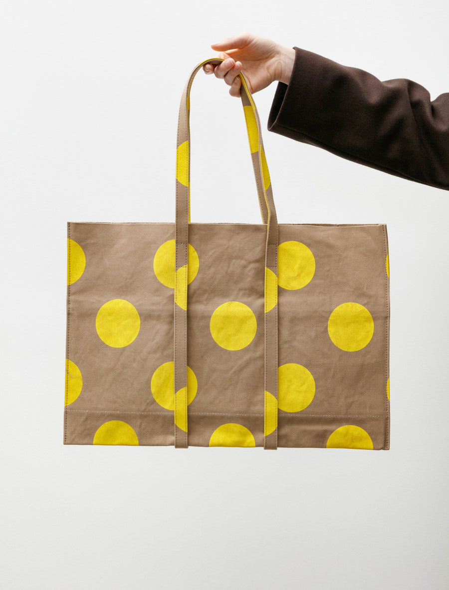 Washed Canvas Dot Tote Yellow Medium - Image 1