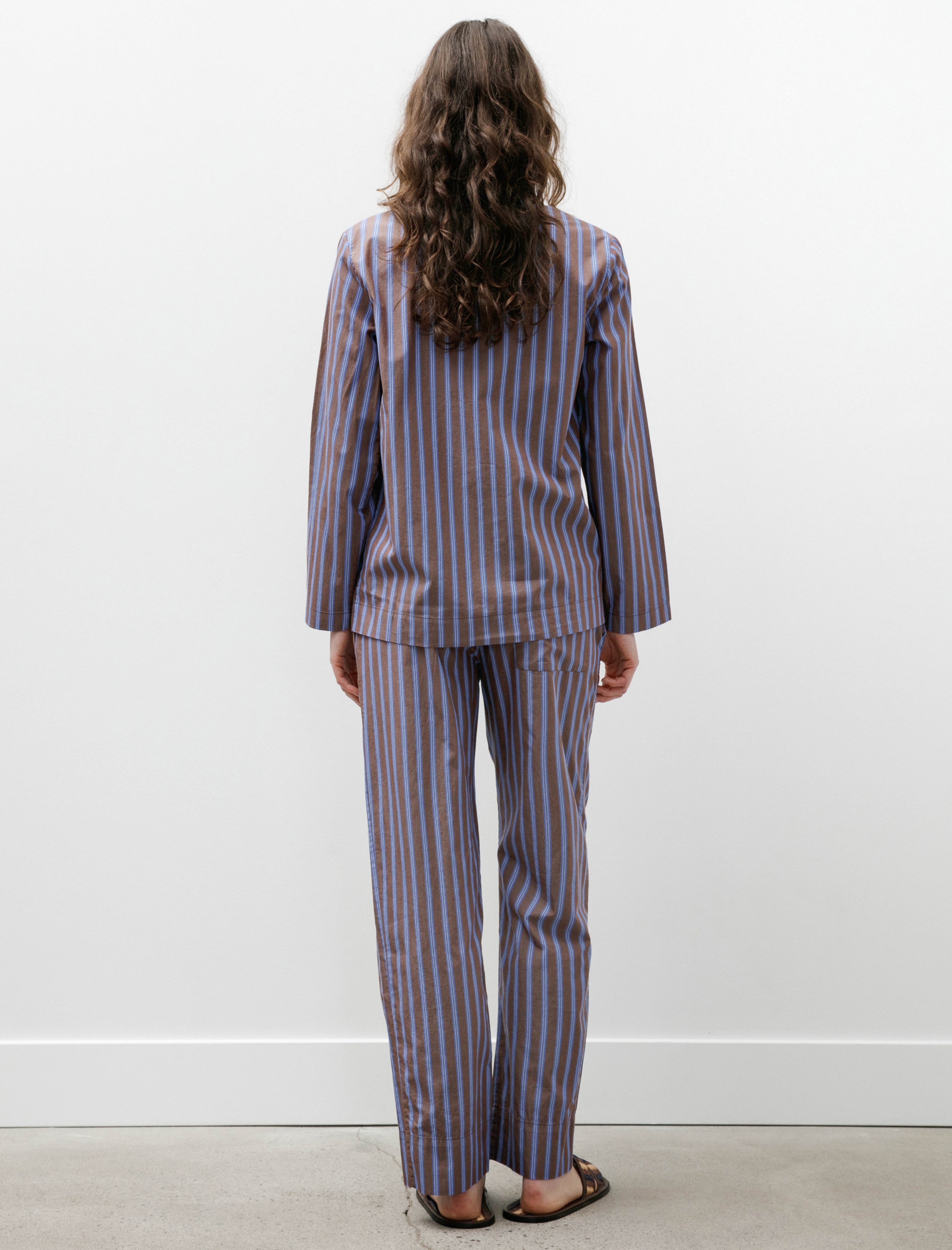Tekla Poplin Pyjama Pants Chestnut Stripe
