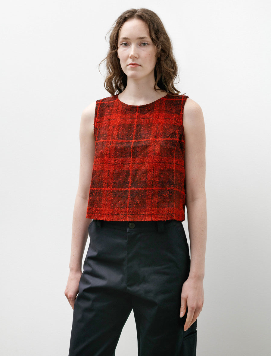 C.C. Vest W/R Tweed Plaid Red - Image 1