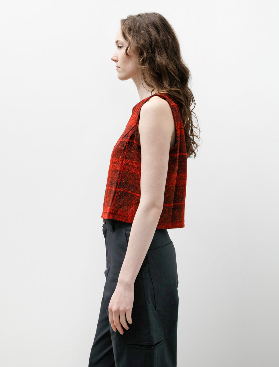 C.C. Vest W/R Tweed Plaid Red - Image 3