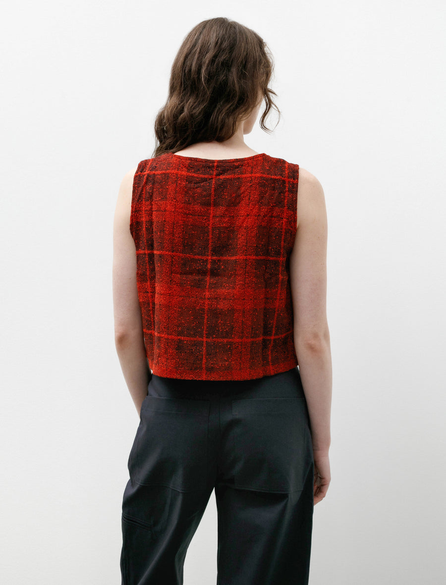 C.C. Vest W/R Tweed Plaid Red - Image 4