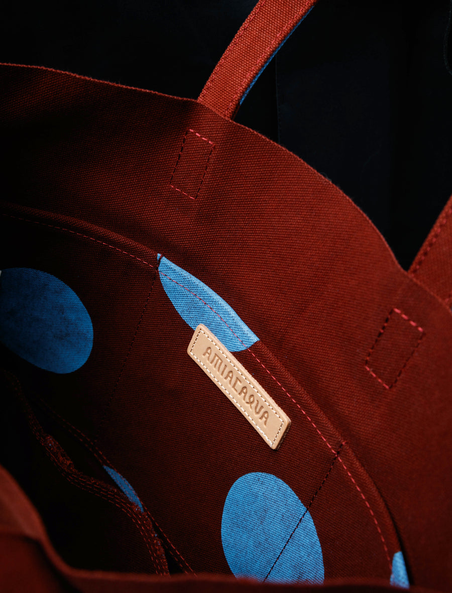 Washed Canvas Dot Tote Sky Blue Small - Image 3