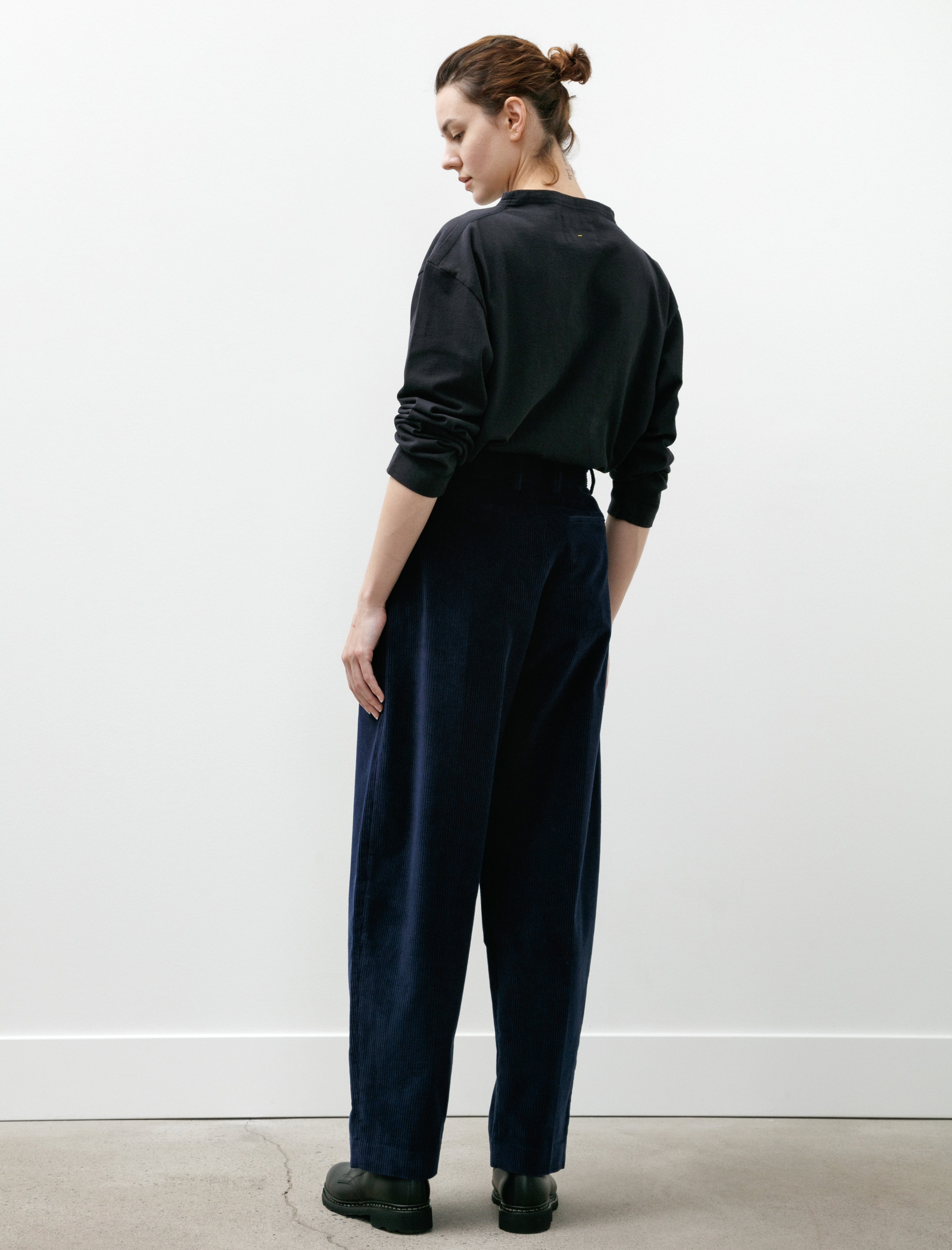 Cristaseya Double Pleated Wide Pants Indigo