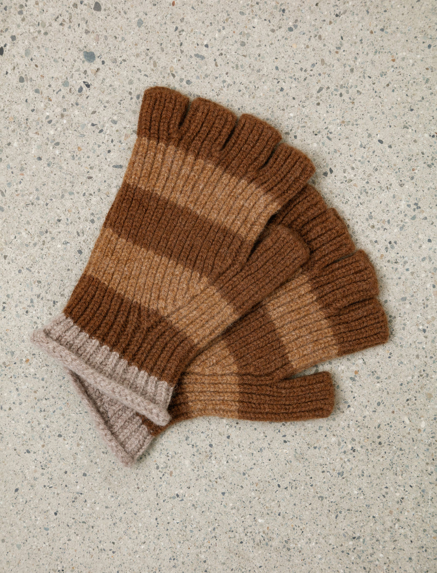 Striped No Finger Gloves Wood - Image 1