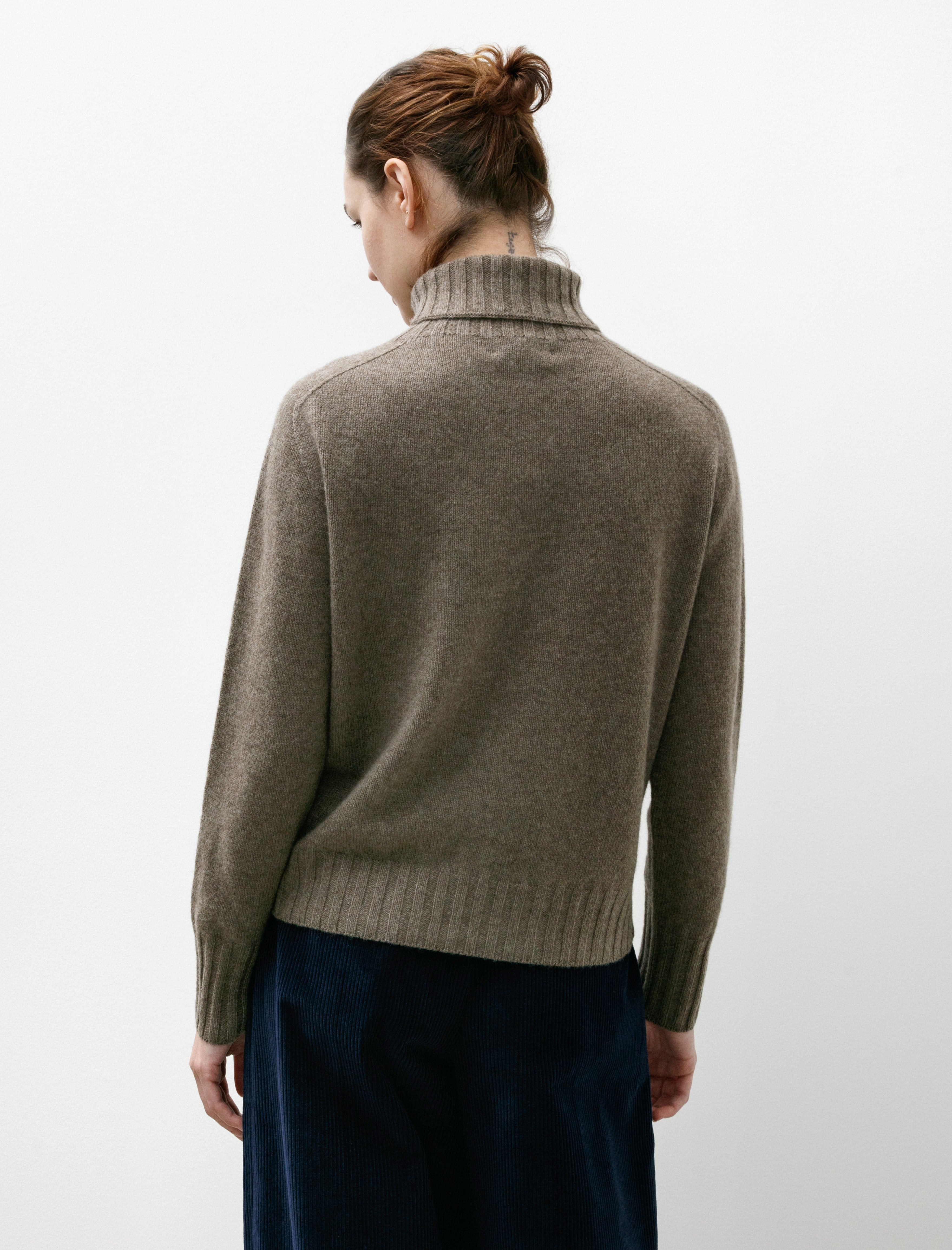 Margaret Howell Wide Roll Neck Cashmere Natural Melange