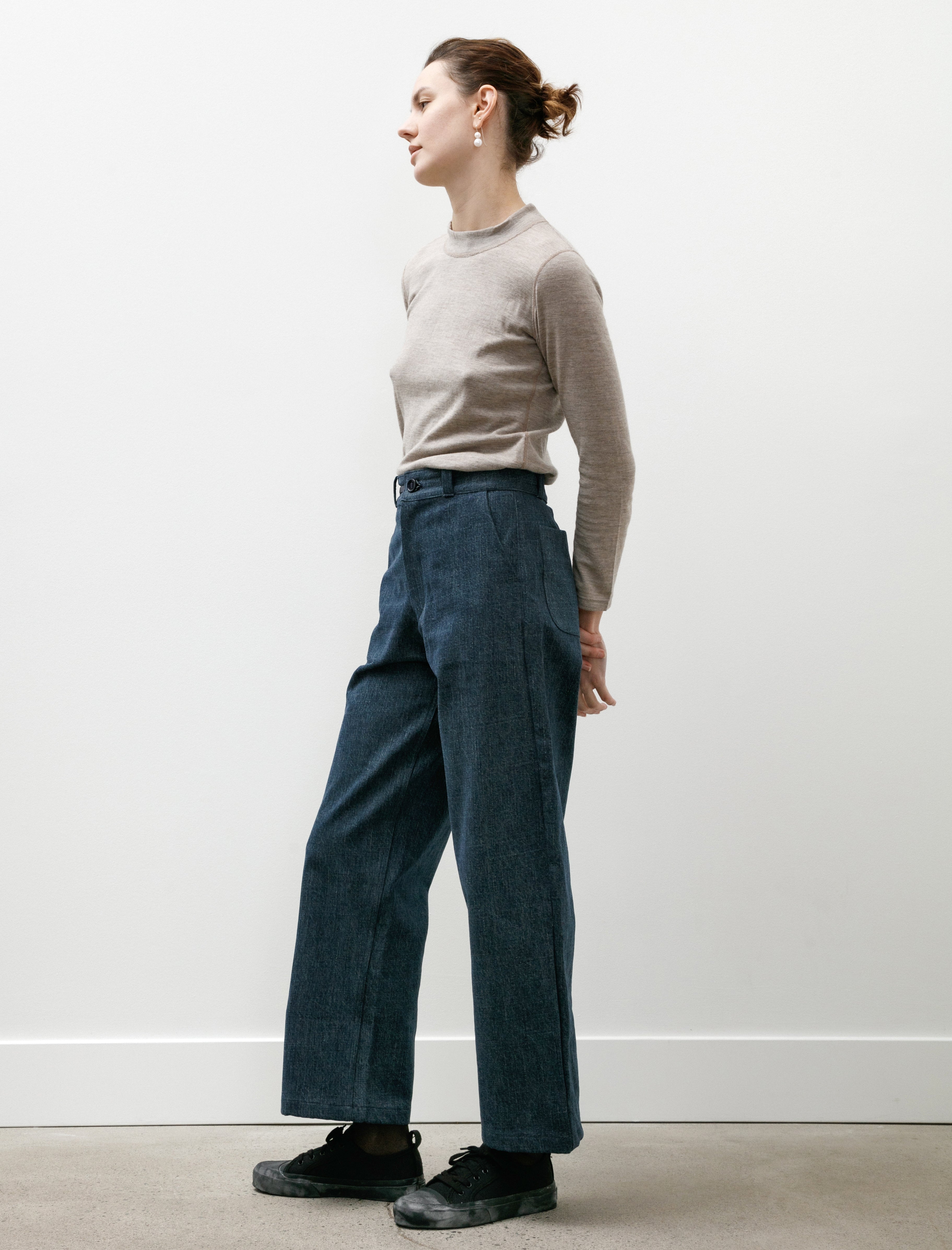 MAN-TLE W-R19 Pants-4 High Wide Pants Fade Denim