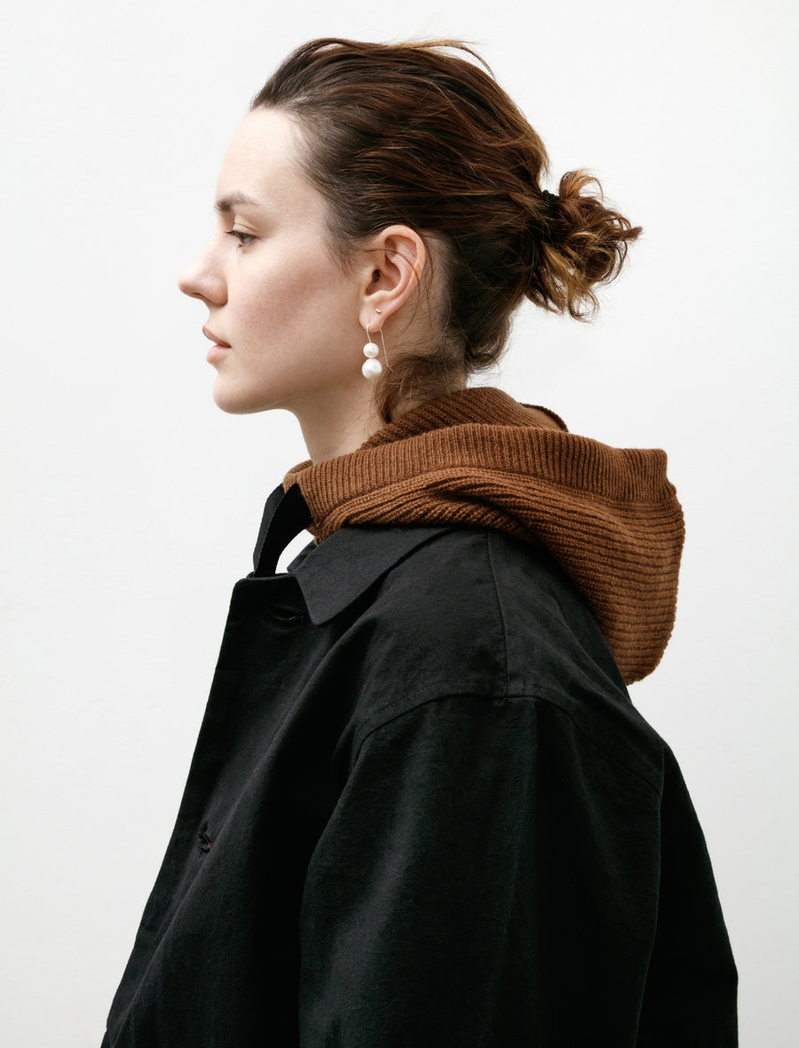 MHL Knitted Hood Lambswool Conker - Image 2