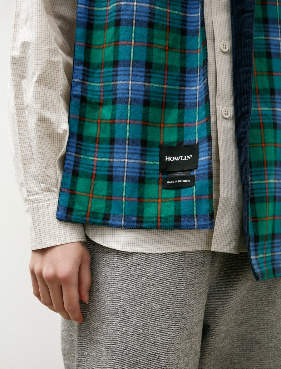 Cord and Woven Scarf Wool Blue Mix - Image 3