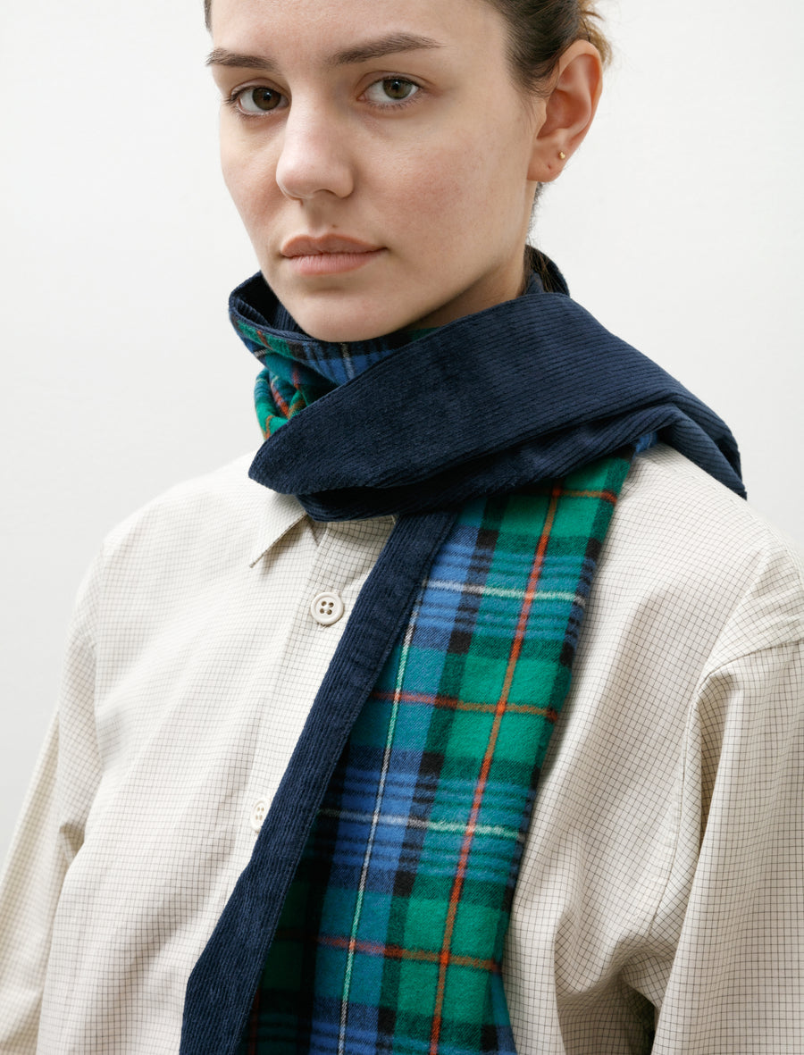 Cord and Woven Scarf Wool Blue Mix - Image 2