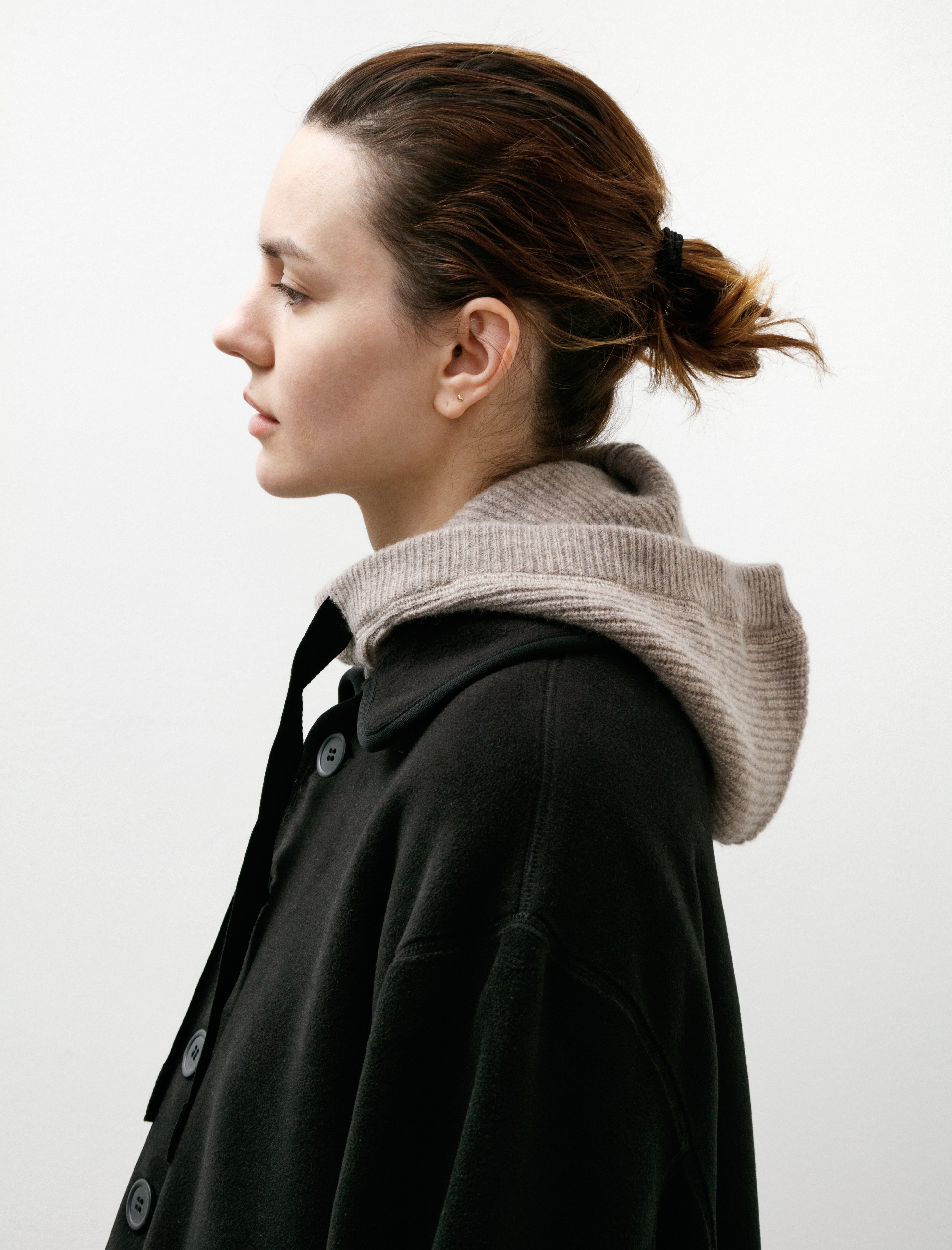 MHL Knitted Hood Lambswool Tawny