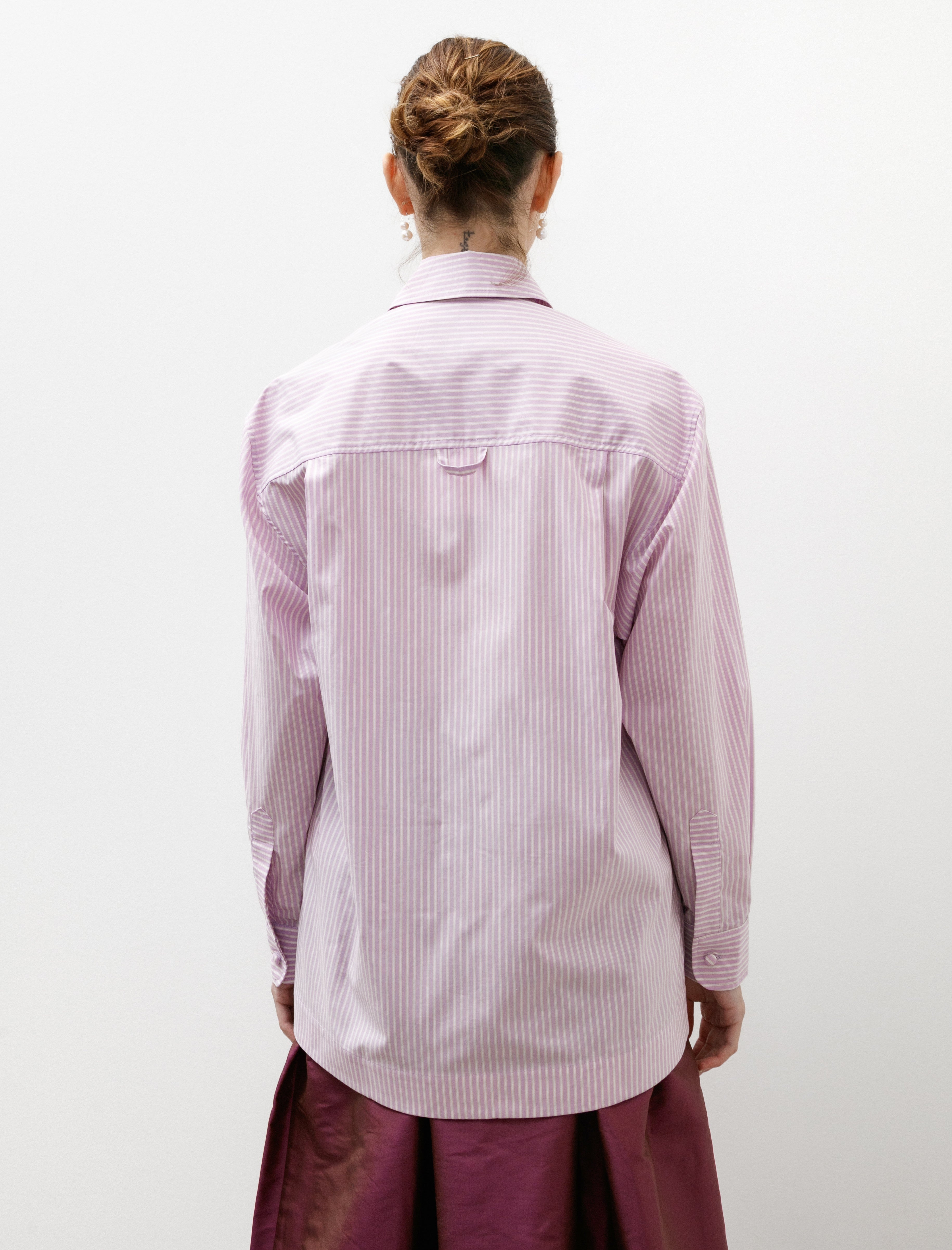 Cawley Japanese Cotton Stripe June Shirt Lilac Stripe