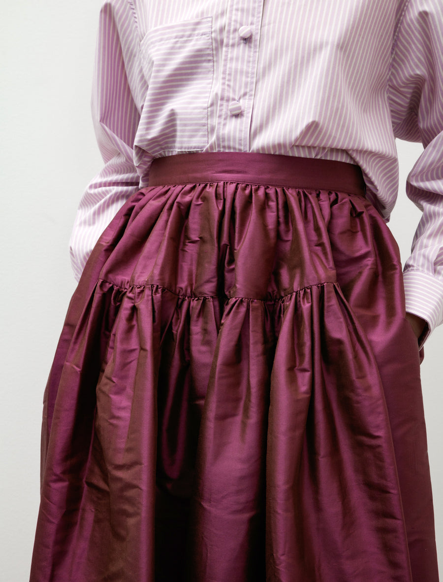 Silk Dupion Panel Skirt Plum - Image 7