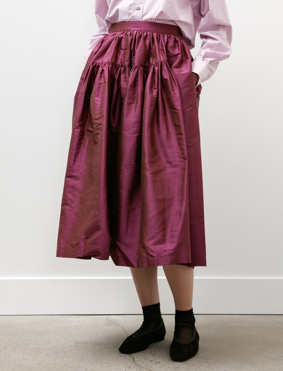 Silk Dupion Panel Skirt Plum - Image 2