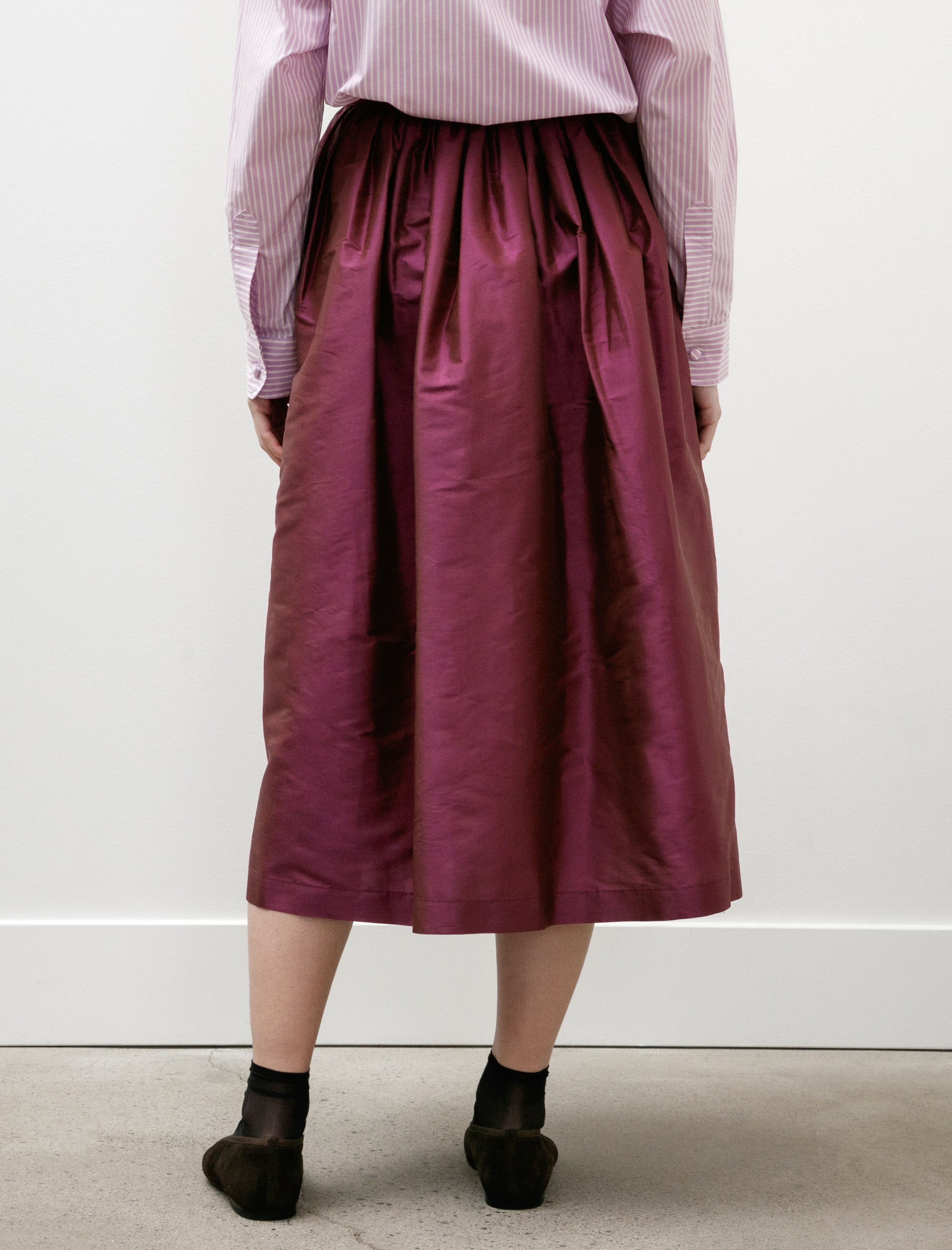 Cawley Silk Dupion Panel Skirt Plum