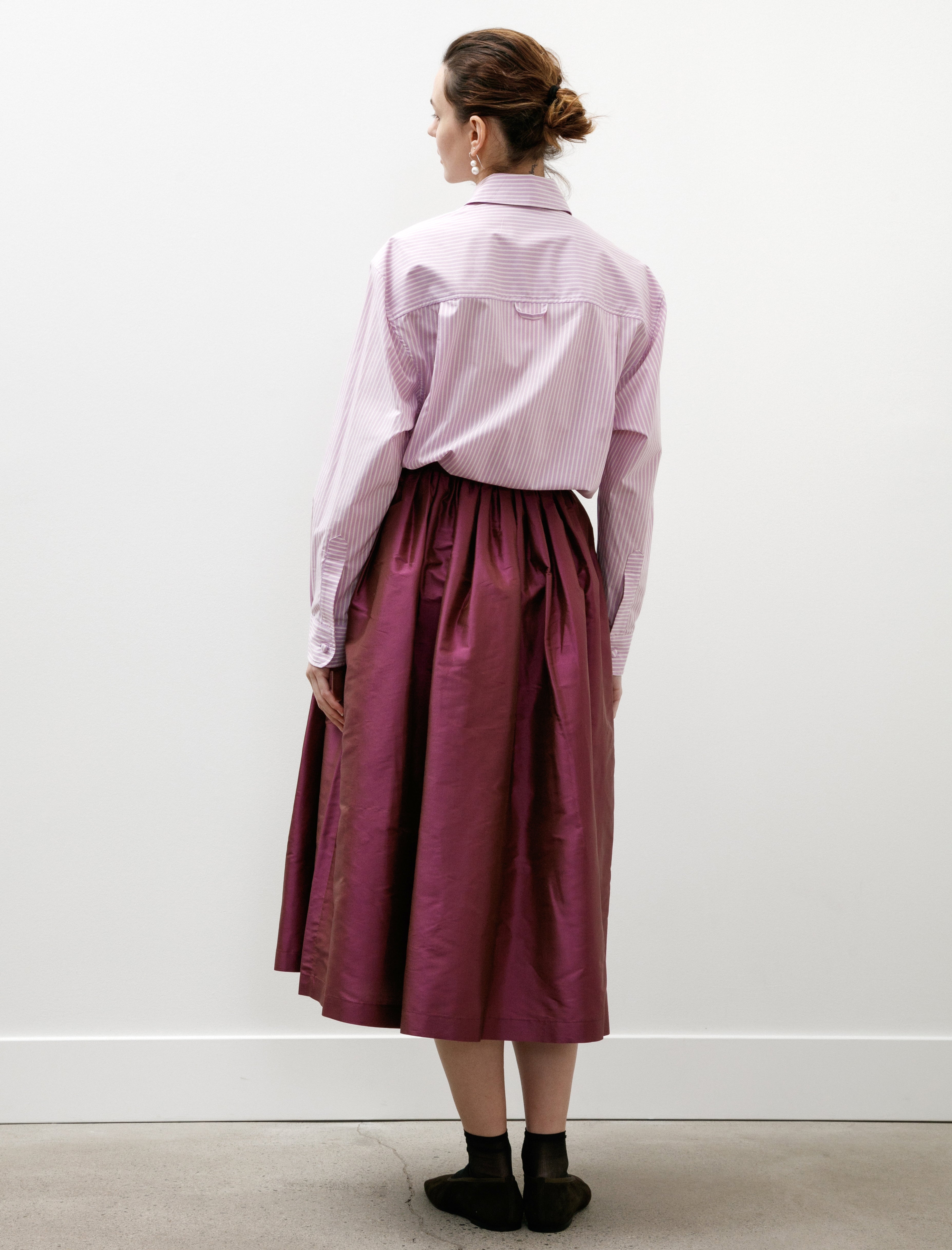 Cawley Silk Dupion Panel Skirt Plum