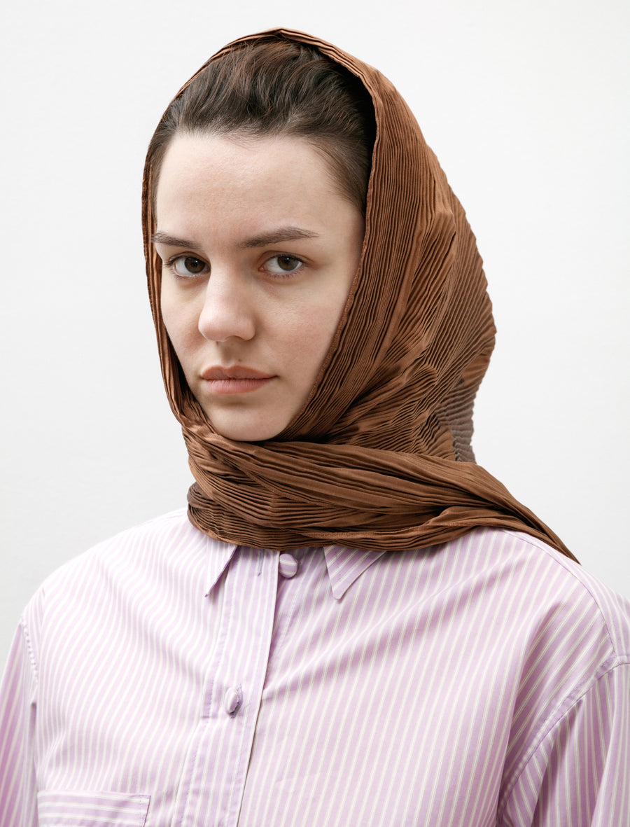 Silk Dupion Pleated Scarf Cinnamon - Image 3