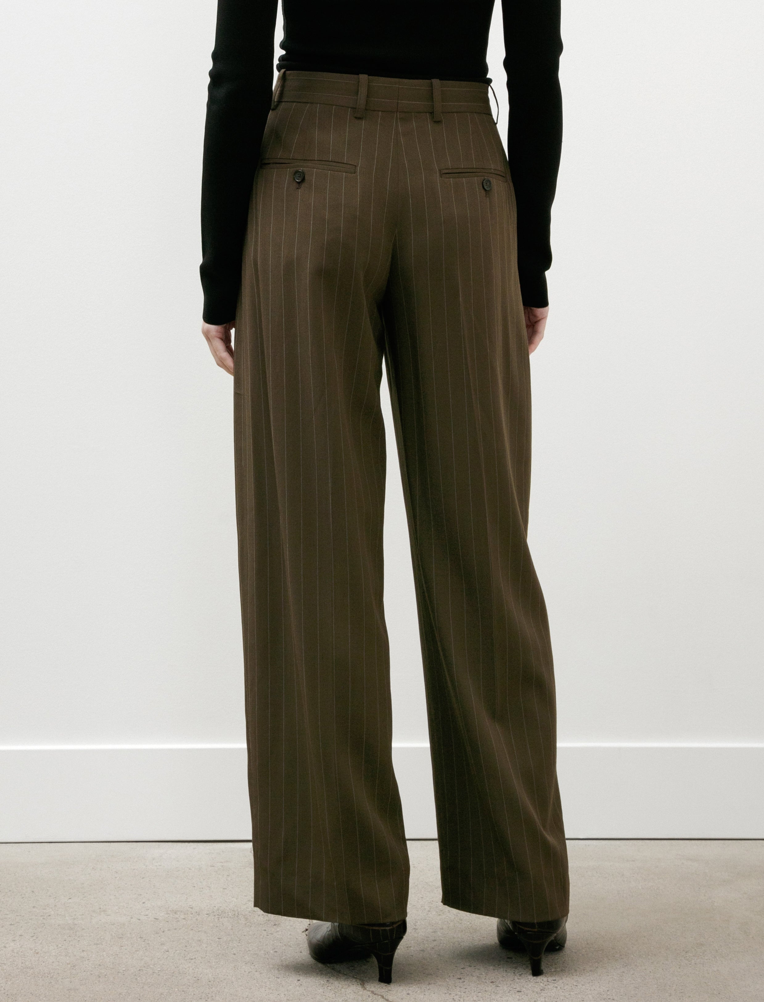 Totême Wide Pinstriped Trouser Pepper