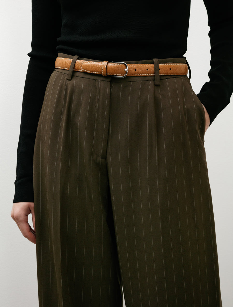 Slim Grained Leather Trouser Belt Tan - Image 2