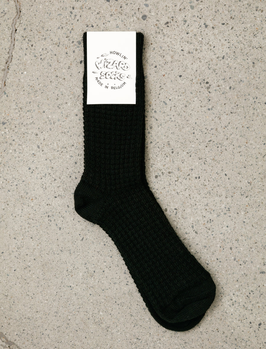 Fuzzy Waffle Wizard Socks Black - Image 1