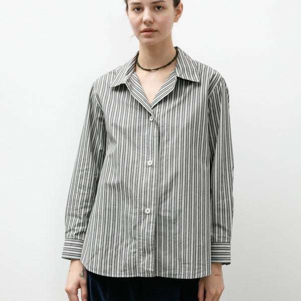 Margaret Howell MHL Longline Shirt Two Forest/Grey/Off White